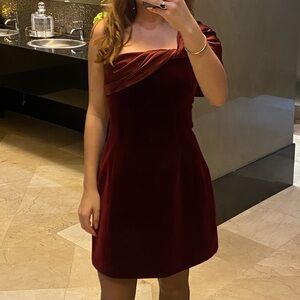 Marchesa One Shoulder Burgundy Dress